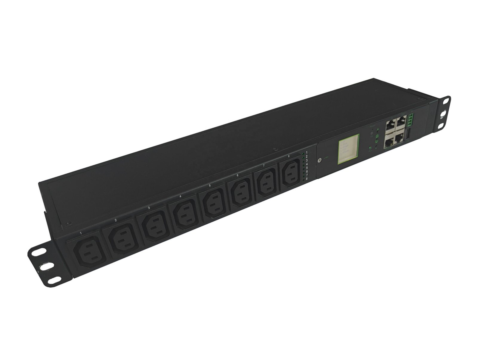 Side view of an 8-bit 1U smart PDU